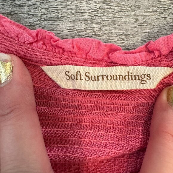 Soft Surroundings pink knit lace panel long sleeve tunic size medium O3 - Picture 5 of 10